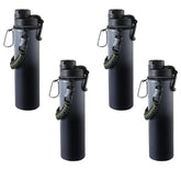 Kuber Industries Water Bottle | Steel Water Bottle for Daily Use | Vacuum Insulated Flask Water Bottle with Rope | Hot & Cold Water Bottle | 720 ML | LX-230603 | Pack of 4 | Black & Gray